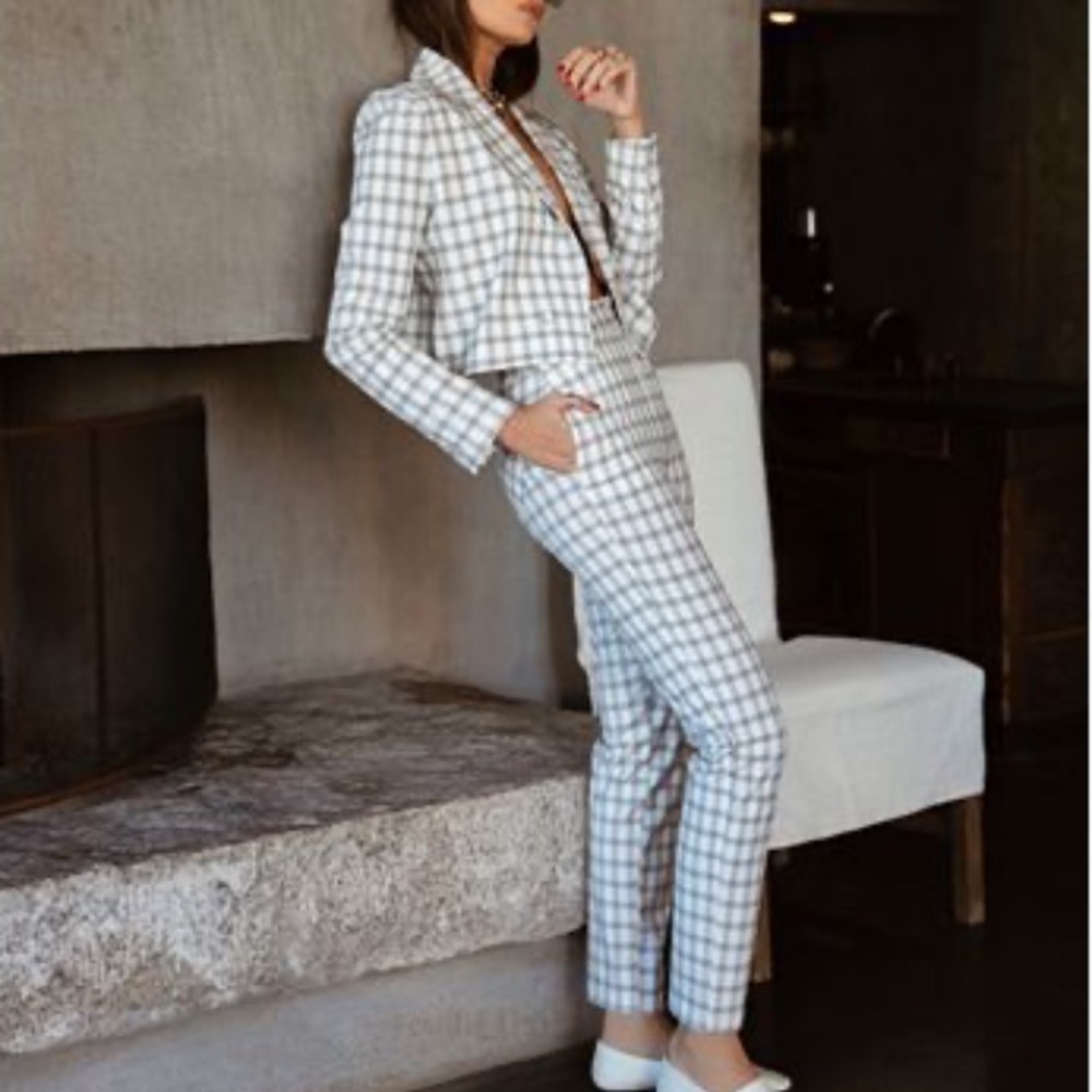 Danielle Bernstein Plaid Cropped Jacket - image 2